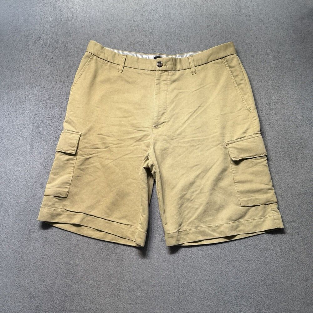 Van Heusen Studio Mens 36 Cargo Shorts Khaki Beige Flat Front Casual Outdoor